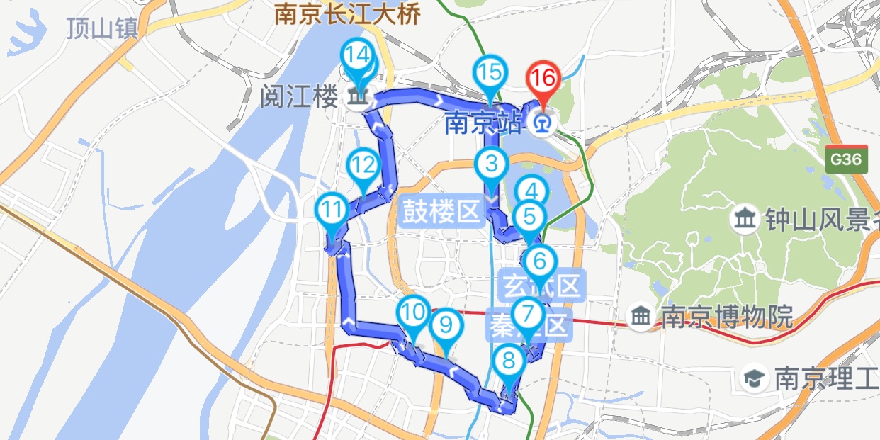 环南京古城骑行路线