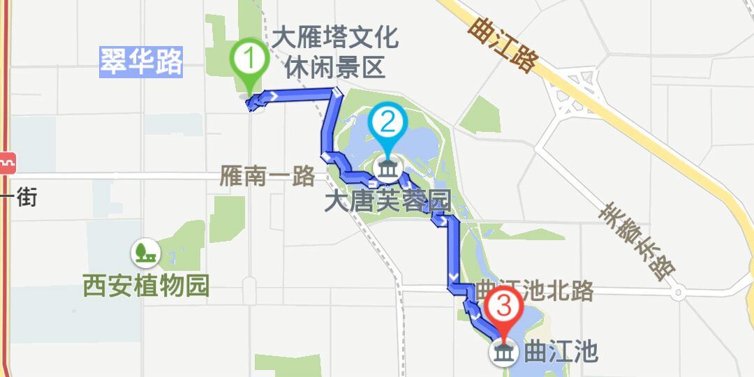 西安曲江新区骑行路线