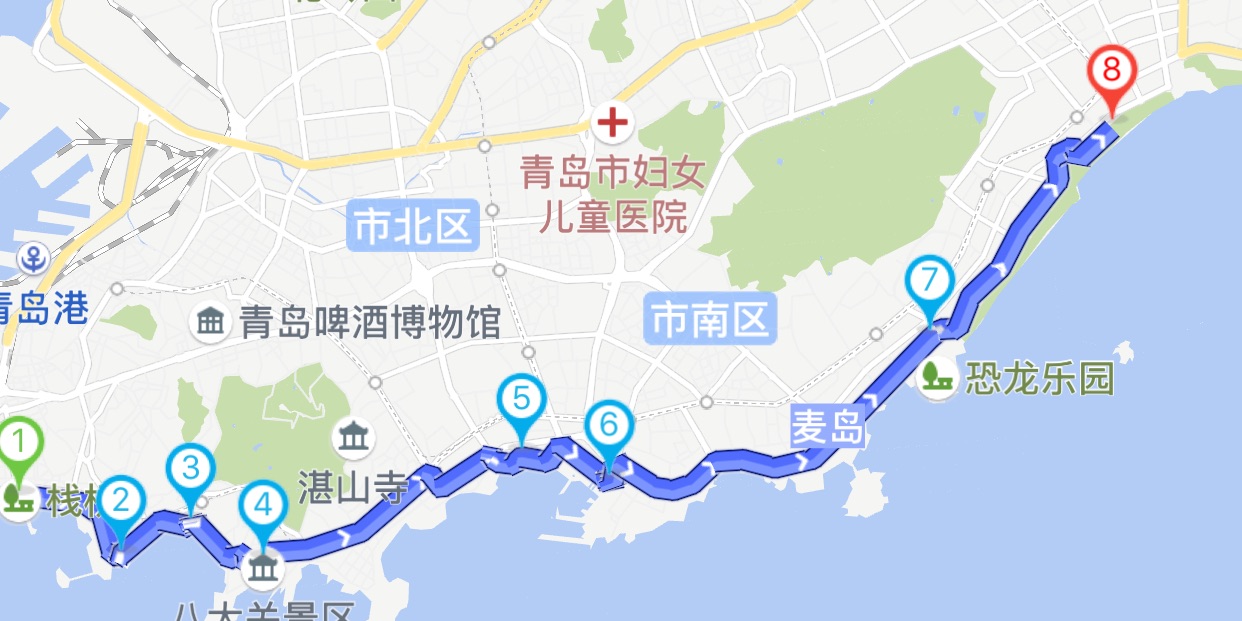 青岛海边骑行路线
